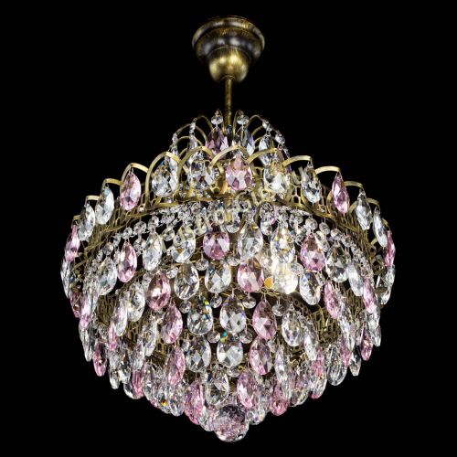 Люстра Грация с подвесом под бронзу Розовая в Сочи Гусь Хрустальный