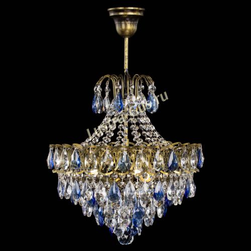 Люстра Грация с подвесом под бронзу Синяя в Сочи Гусь Хрустальный