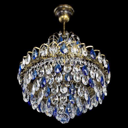 Люстра Грация с подвесом под бронзу Синяя в Сочи Гусь Хрустальный