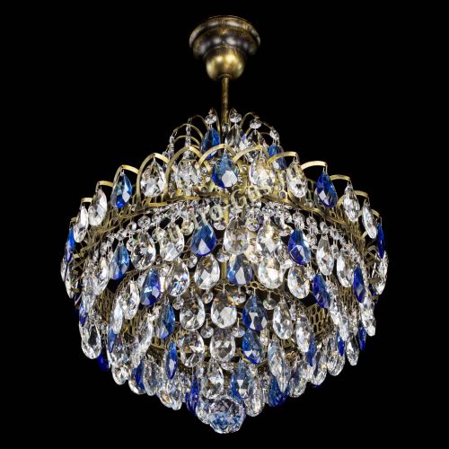 Люстра Грация с подвесом под бронзу Синяя в Сочи Гусь Хрустальный