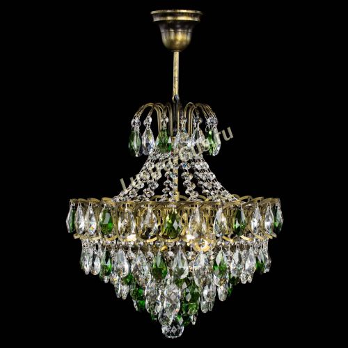 Люстра Грация с подвесом под бронзу Зеленая в Сочи Гусь Хрустальный