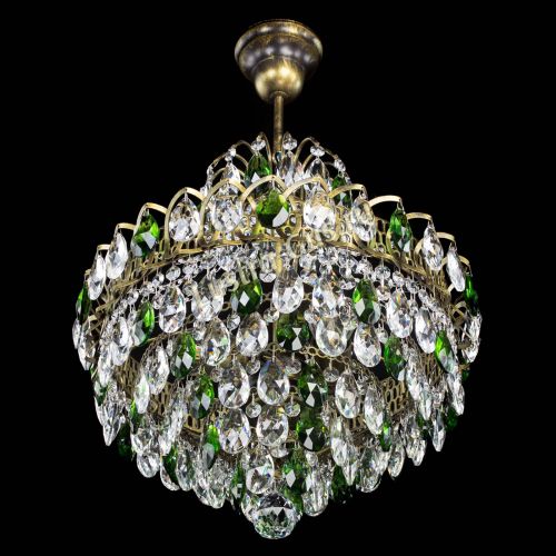 Люстра Грация с подвесом под бронзу Зеленая в Сочи Гусь Хрустальный