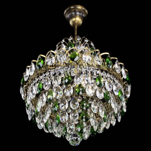 Люстра Грация с подвесом под бронзу Зеленая в Сочи Гусь Хрустальный