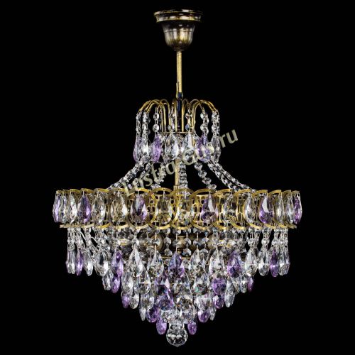 Люстра Грация №5 с подвесом под бронзу Фиолетовая в Сочи Гусь Хрустальный