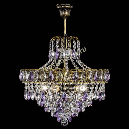 Люстра Грация №5 с подвесом под бронзу Фиолетовая в Сочи Гусь Хрустальный
