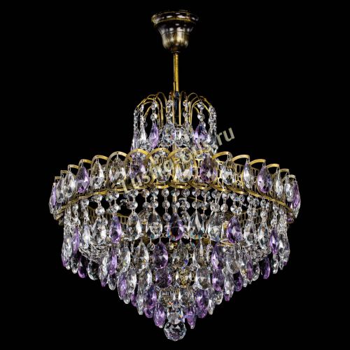 Люстра Грация №5 с подвесом под бронзу Фиолетовая в Сочи Гусь Хрустальный