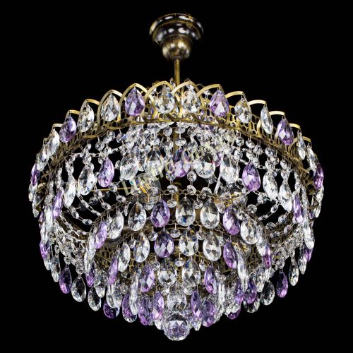 Люстра Грация №5 с подвесом под бронзу Фиолетовая в Сочи Гусь Хрустальный
