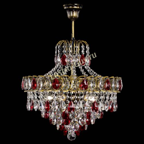 Люстра Грация №5 с подвесом под бронзу Красная в Сочи Гусь Хрустальный