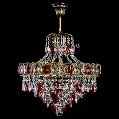 Люстра Грация №5 с подвесом под бронзу Красная в Сочи Гусь Хрустальный