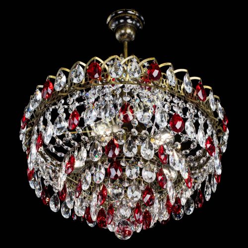 Люстра Грация №5 с подвесом под бронзу Красная в Сочи Гусь Хрустальный