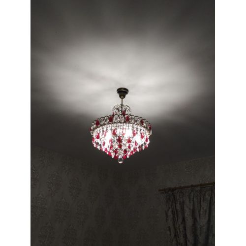 Люстра Грация №5 с подвесом под бронзу Красная в Сочи Гусь Хрустальный