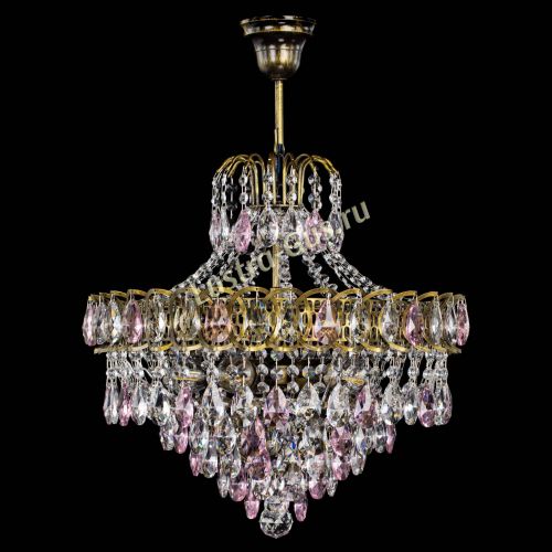 Люстра Грация №5 с подвесом под бронзу Розовая в Сочи Гусь Хрустальный