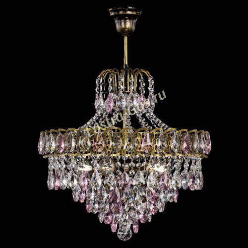 Люстра Грация №5 с подвесом под бронзу Розовая в Сочи Гусь Хрустальный