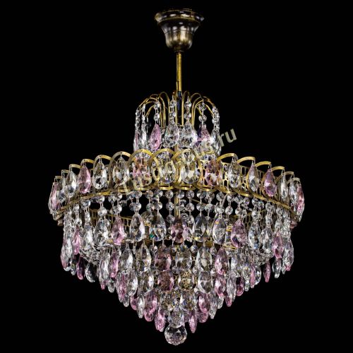 Люстра Грация №5 с подвесом под бронзу Розовая в Сочи Гусь Хрустальный