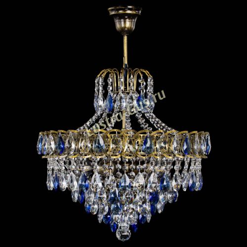 Люстра Грация №5 с подвесом под бронзу Синяя в Сочи Гусь Хрустальный