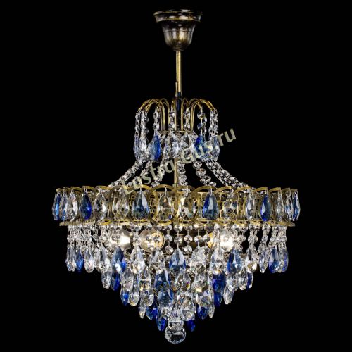 Люстра Грация №5 с подвесом под бронзу Синяя в Сочи Гусь Хрустальный