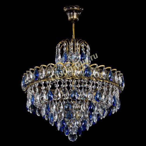 Люстра Грация №5 с подвесом под бронзу Синяя в Сочи Гусь Хрустальный