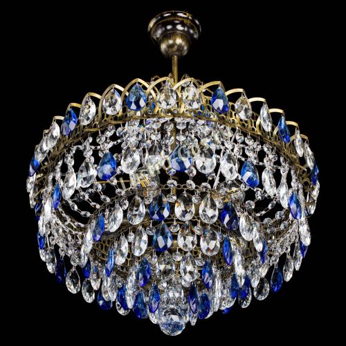 Люстра Грация №5 с подвесом под бронзу Синяя в Сочи Гусь Хрустальный