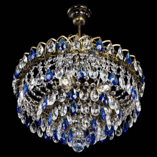 Люстра Грация №5 с подвесом под бронзу Синяя в Сочи Гусь Хрустальный