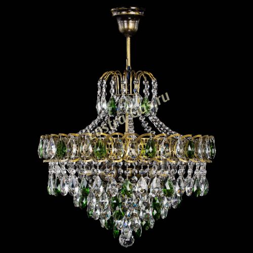 Люстра Грация №5 с подвесом под бронзу Зеленая в Сочи Гусь Хрустальный