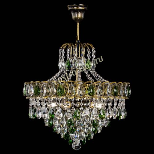 Люстра Грация №5 с подвесом под бронзу Зеленая в Сочи Гусь Хрустальный