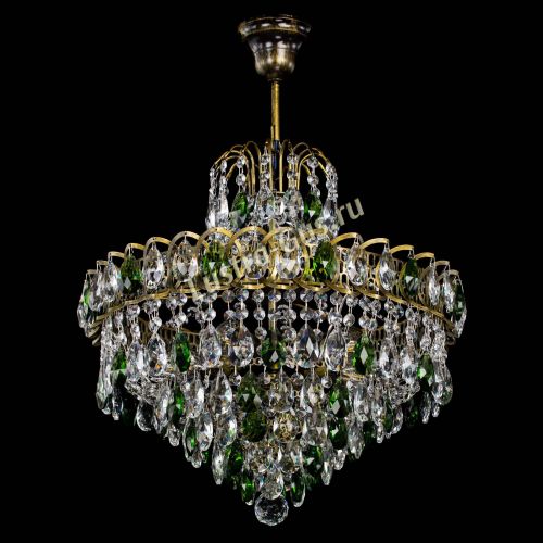 Люстра Грация №5 с подвесом под бронзу Зеленая в Сочи Гусь Хрустальный