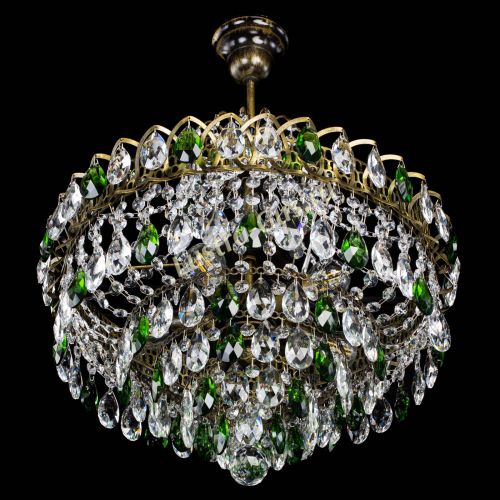 Люстра Грация №5 с подвесом под бронзу Зеленая в Сочи Гусь Хрустальный
