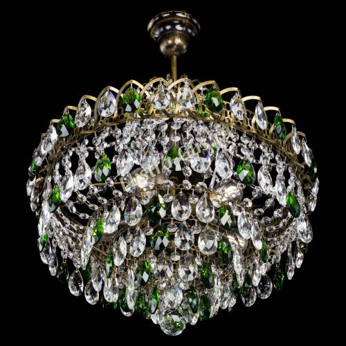 Люстра Грация №5 с подвесом под бронзу Зеленая в Сочи Гусь Хрустальный