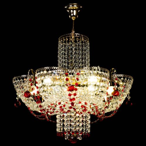 Люстра Камея №6 подвесная красная в Сочи Гусь Хрустальный