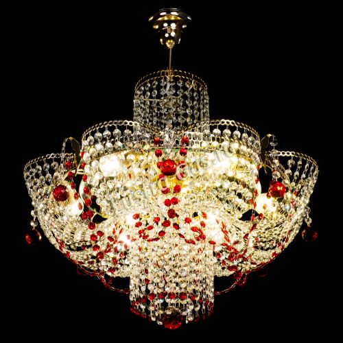 Люстра Камея №6 подвесная красная в Сочи Гусь Хрустальный