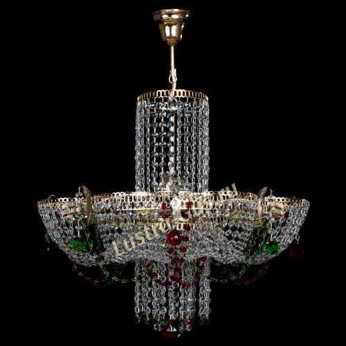 Люстра Камея №6 подвесная красно-зеленая в Сочи Гусь Хрустальный