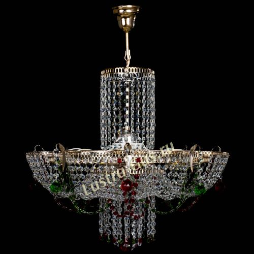 Люстра Камея №6 подвесная красно-зеленая в Сочи Гусь Хрустальный