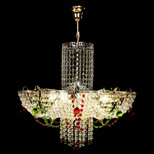 Люстра Камея №6 подвесная красно-зеленая в Сочи Гусь Хрустальный