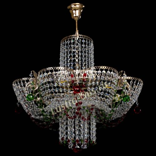 Люстра Камея №6 подвесная красно-зеленая в Сочи Гусь Хрустальный