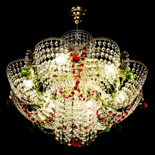Люстра Камея №6 подвесная красно-зеленая в Сочи Гусь Хрустальный