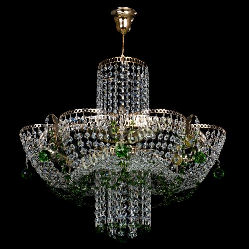 Люстра Камея №6 подвесная зеленая в Сочи Гусь Хрустальный