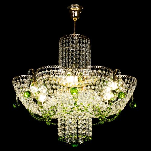 Люстра Камея №6 подвесная зеленая в Сочи Гусь Хрустальный