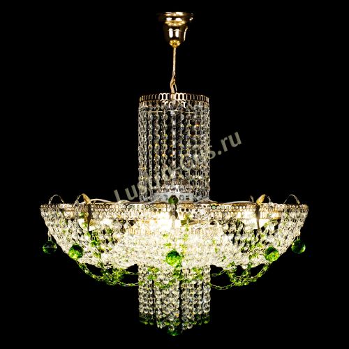 Люстра Камея №6 подвесная зеленая в Сочи Гусь Хрустальный