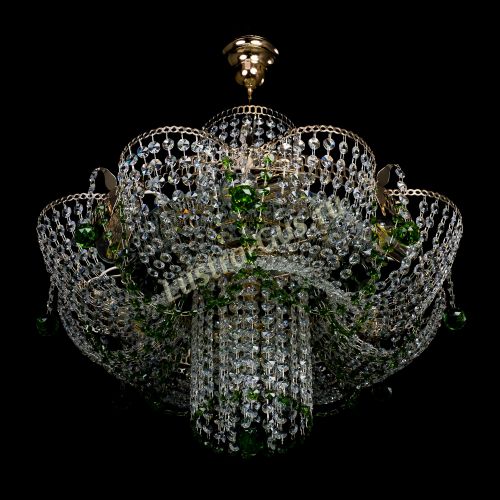Люстра Камея №6 подвесная зеленая в Сочи Гусь Хрустальный