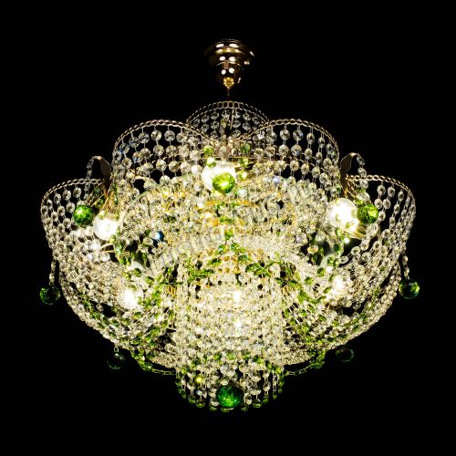 Люстра Камея №6 подвесная зеленая в Сочи Гусь Хрустальный