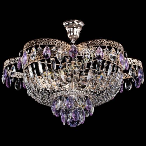 Люстра Камея Флора №5 с подвесом Фиолетовая в Сочи Гусь Хрустальный