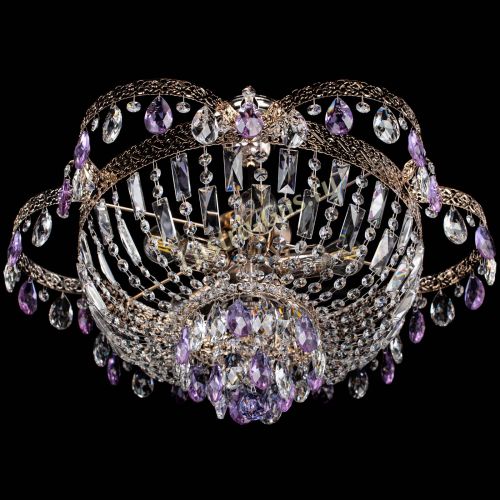 Люстра Камея Флора №5 с подвесом Фиолетовая в Сочи Гусь Хрустальный