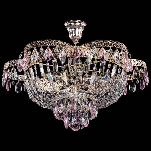 Люстра Камея Флора №5 с подвесом Розовая в Сочи Гусь Хрустальный