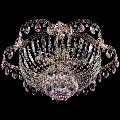 Люстра Камея Флора №5 с подвесом Розовая в Сочи Гусь Хрустальный