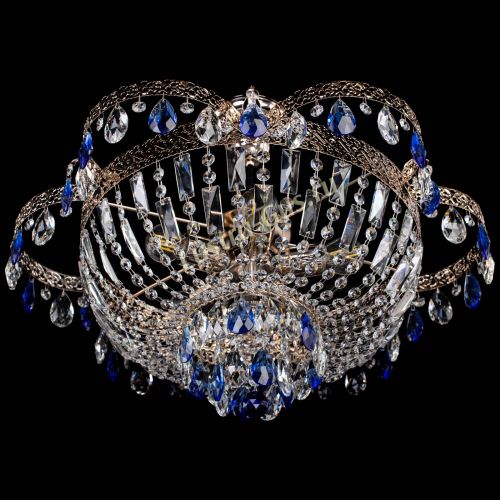 Люстра Камея Флора №5 с подвесом Синяя в Сочи Гусь Хрустальный