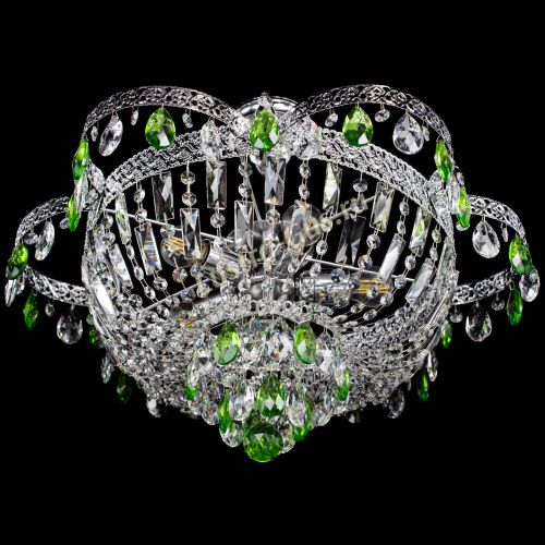 Люстра Камея Флора №5 с подвесом Зеленая в Сочи Гусь Хрустальный