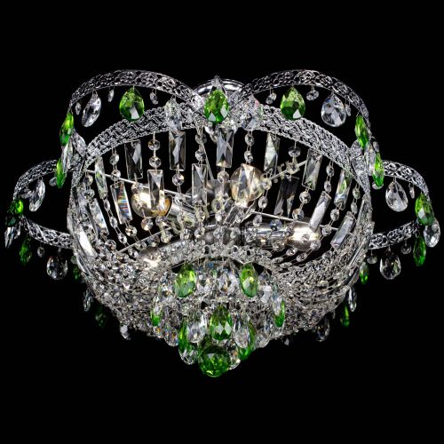 Люстра Камея Флора №5 с подвесом Зеленая в Сочи Гусь Хрустальный