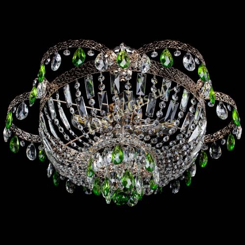 Люстра Камея Флора №5 с подвесом Зеленая в Сочи Гусь Хрустальный