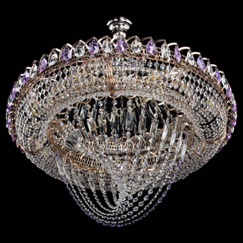 Люстра Кольцо Классика Веер №8 фиолетовая в Сочи Гусь Хрустальный