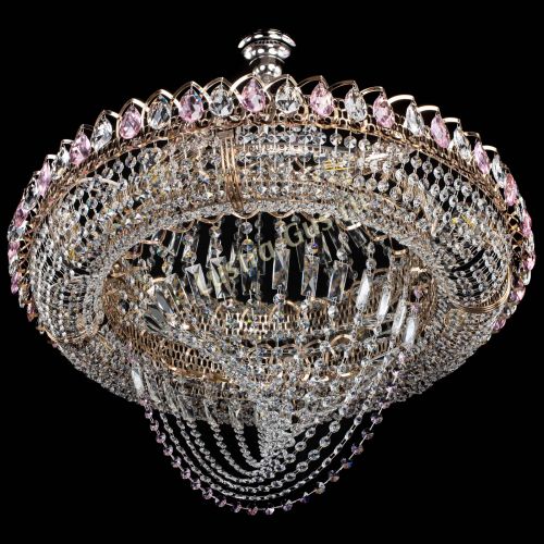 Люстра Кольцо Классика Веер №8 розовая в Сочи Гусь Хрустальный